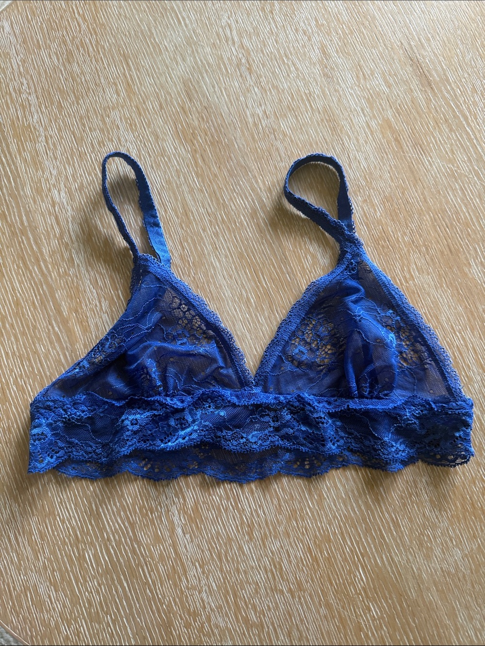 JOE'S JEANS HELENCA LACE BRALETTE LIGHTWEIGHT BRA Royal Blue Sz M/L LOUNGE